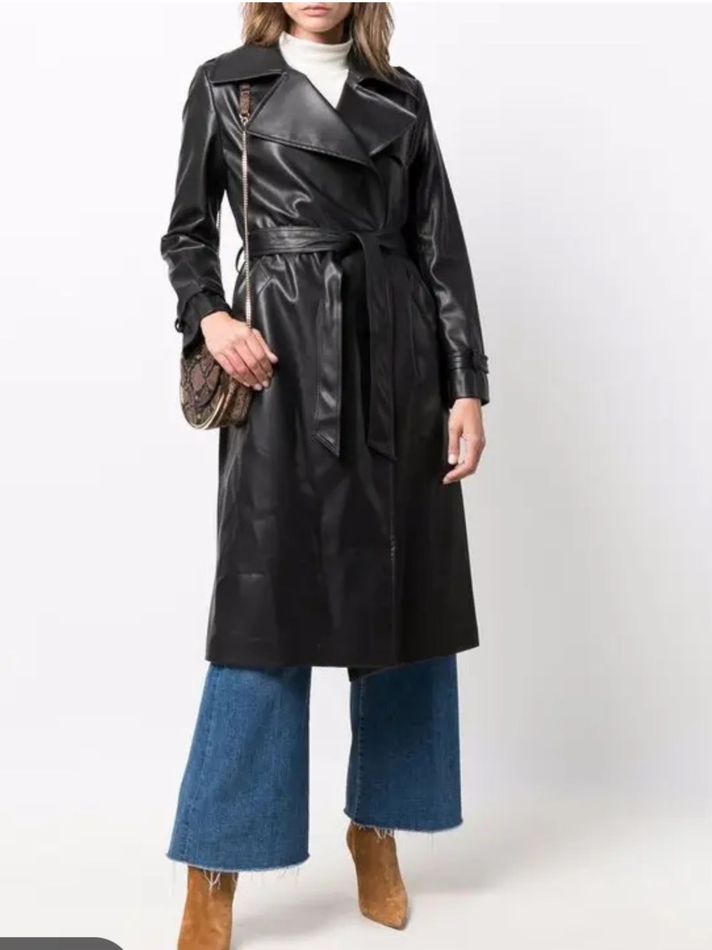 Blanca Studio Black Vegan Leather Trench Coat Size S / M